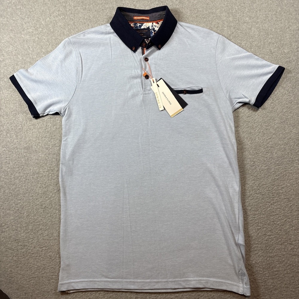 Denim & Flower Men's Blue Sz Small Preppy Polo Spring 18 Golf Casual BRAND NEW